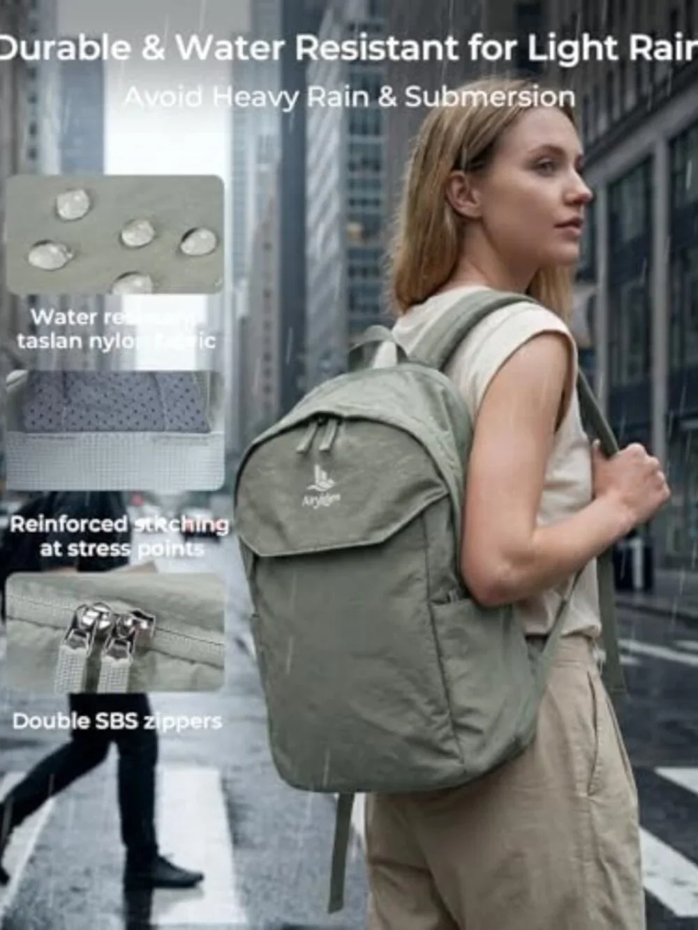 Stylish Sage Green Commuter Backpack for 15.6